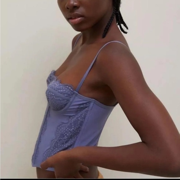 NWT Urban Outfitters Out from Under Modern Love Corset Lace Small Blue - Picture 9 of 15